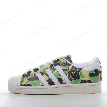 Billige Sko Adidas Superstar 80s x BAPE ‘Grå Hvid Grøn’