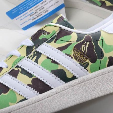 Billige Sko Adidas Superstar 80s x BAPE ‘Grå Hvid Grøn’