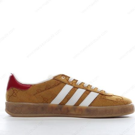 Billige Sko Adidas x Gucci Gazelle Original GG ‘Brun Hvid Rød’ 707868-UWV20-7162