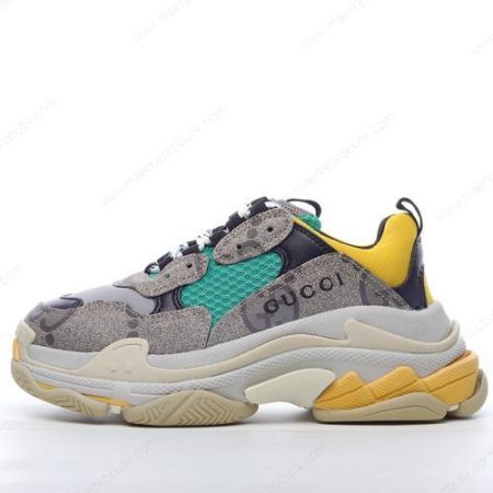 Billige Sko Balenciaga The Hacker Project Triple S x Gucci ‘Beige Grøn Gul’ 681067UMO209766