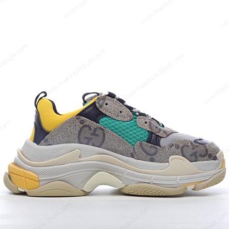 Billige Sko Balenciaga The Hacker Project Triple S x Gucci ‘Beige Grøn Gul’ 681067UMO209766