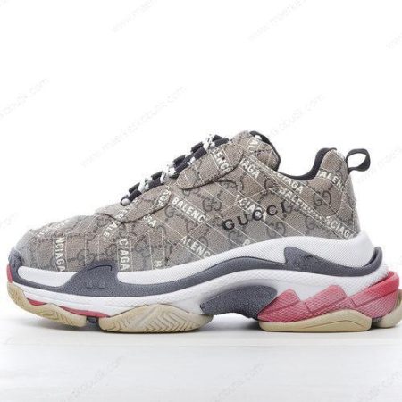 Billige Sko Balenciaga The Hacker Project Triple S x Gucci ‘Beige Hvid Mørkegrå’ 681066ULZ109795