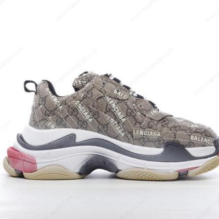 Billige Sko Balenciaga The Hacker Project Triple S x Gucci ‘Beige Hvid Mørkegrå’ 681066ULZ109795