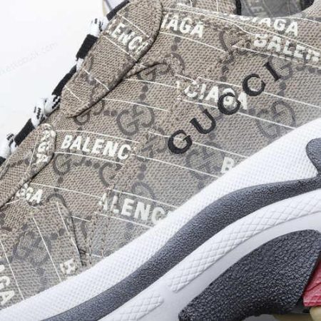 Billige Sko Balenciaga The Hacker Project Triple S x Gucci ‘Beige Hvid Mørkegrå’ 681066ULZ109795