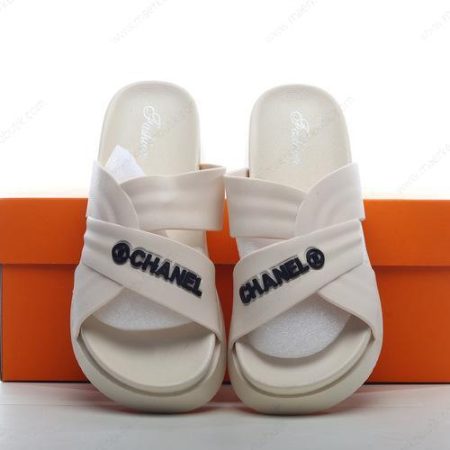 Billige Sko Chanel Beach Slippers ‘Hvid Sort’