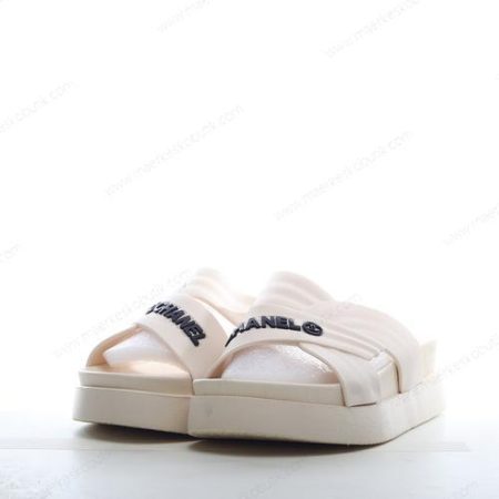 Billige Sko Chanel Beach Slippers ‘Hvid Sort’