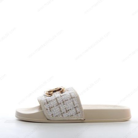 Billige Sko Chanel Logo Flip Flop sandals ‘Hvidt Guld’