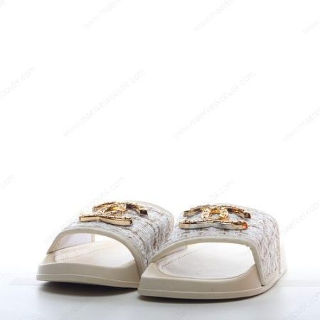 Billige Sko Chanel Logo Flip Flop sandals ‘Hvidt Guld’