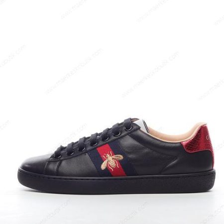 Billige Sko Gucci ACE Embroidered ‘Sort Rød’ 429446-A38G0-1284