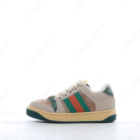 Billige Sko Gucci Screener Logo Sneakers GS Kids ‘Grå Grøn Orange’