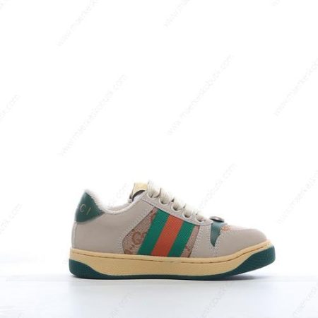 Billige Sko Gucci Screener Logo Sneakers GS Kids ‘Grå Grøn Orange’