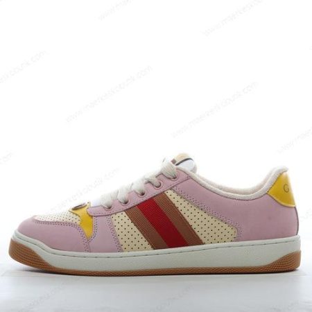 Billige Sko Gucci Screener Lovelight Suede ‘Pink Gul Brun’