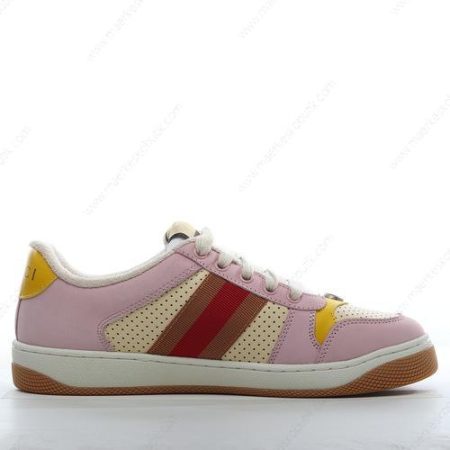 Billige Sko Gucci Screener Lovelight Suede ‘Pink Gul Brun’