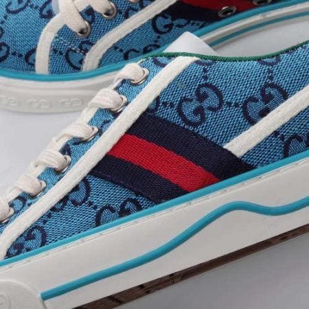 Billige Sko Gucci Tennis 1977 Denim GG Print ‘Blå Hvid’