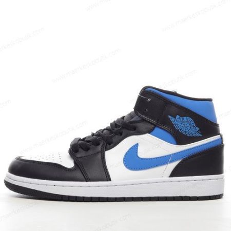 Billige Sko Nike Air Jordan 1 Mid ‘Hvid Blå Sort’ 554725-140