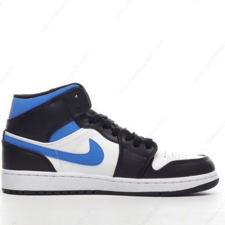 Billige Sko Nike Air Jordan 1 Mid ‘Hvid Blå Sort’ 554725-140