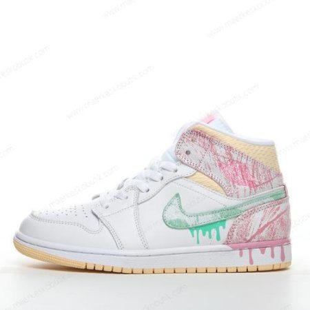 Billige Sko Nike Air Jordan 1 Mid ‘Hvid Grøn Pink’ DD1666-100