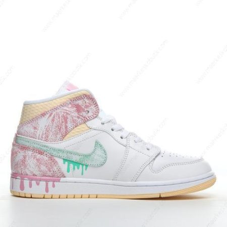 Billige Sko Nike Air Jordan 1 Mid ‘Hvid Grøn Pink’ DD1666-100