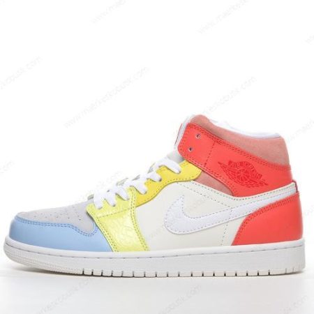 Billige Sko Nike Air Jordan 1 Mid ‘Hvid Gul Rød Blå’ DJ6908-100