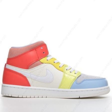 Billige Sko Nike Air Jordan 1 Mid ‘Hvid Gul Rød Blå’ DJ6908-100