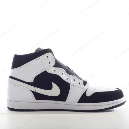 Billige Sko Nike Air Jordan 1 Mid ‘Hvid Sort’ 554725-113