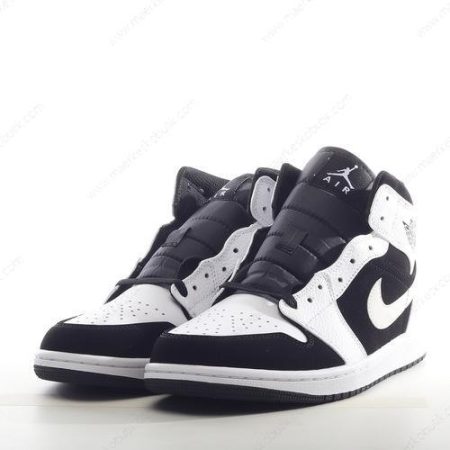 Billige Sko Nike Air Jordan 1 Mid ‘Hvid Sort’ 554725-113