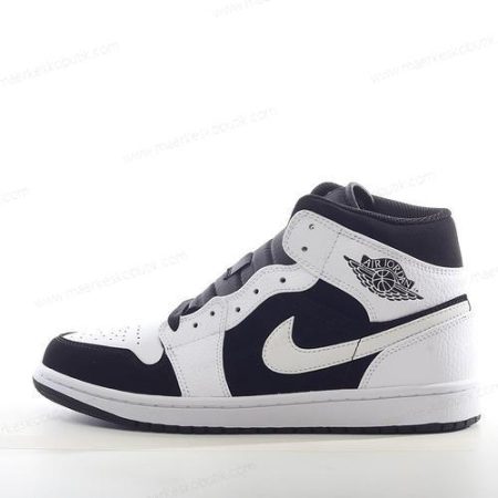 Billige Sko Nike Air Jordan 1 Mid ‘Hvid Sort’ 554725-113