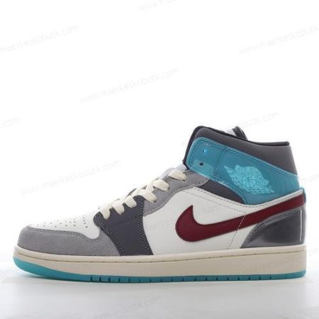 Billige Sko Nike Air Jordan 1 Mid SE ‘Grå Blå Rød’ FB1870-161