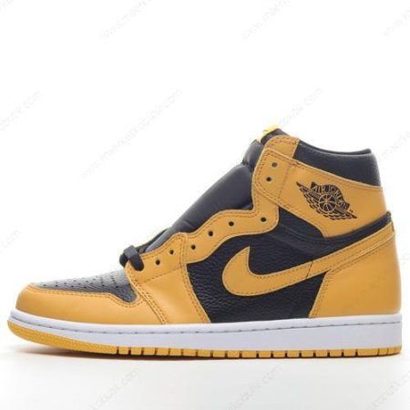 Billige Sko Nike Air Jordan 1 Retro High OG ‘Sort Hvid Gul’ AQ2664-701