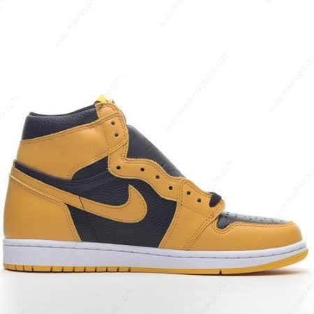 Billige Sko Nike Air Jordan 1 Retro High OG ‘Sort Hvid Gul’ AQ2664-701