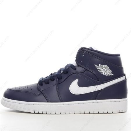 Billige Sko Nike Air Jordan 1 Retro Mid ‘Mørkeblå Hvid’ 554724-402