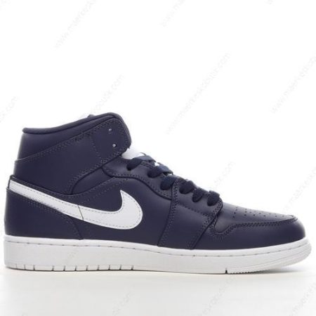 Billige Sko Nike Air Jordan 1 Retro Mid ‘Mørkeblå Hvid’ 554724-402