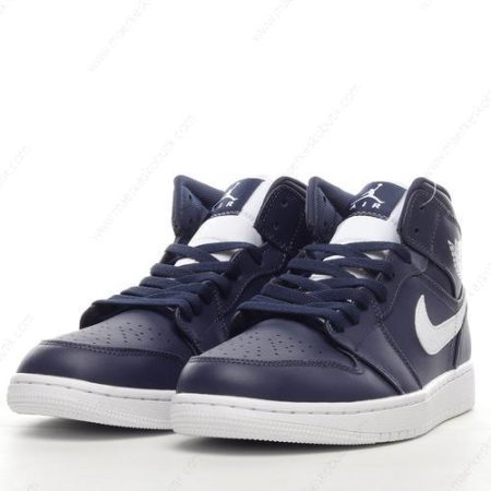 Billige Sko Nike Air Jordan 1 Retro Mid ‘Mørkeblå Hvid’ 554724-402