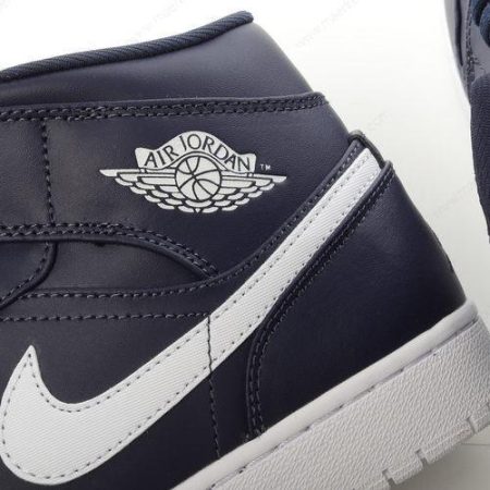 Billige Sko Nike Air Jordan 1 Retro Mid ‘Mørkeblå Hvid’ 554724-402