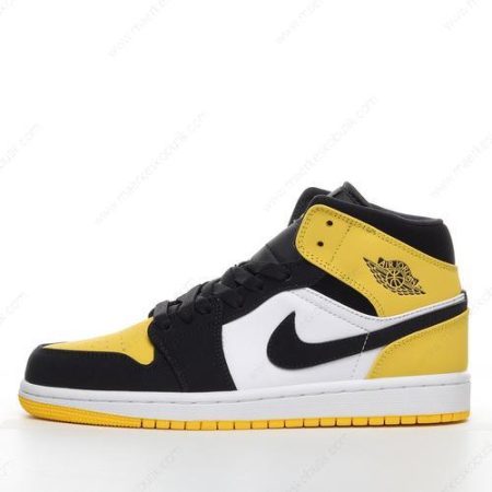 Billige Sko Nike Air Jordan 1 Retro Mid ‘Sort Hvid Gul’ 554725-035