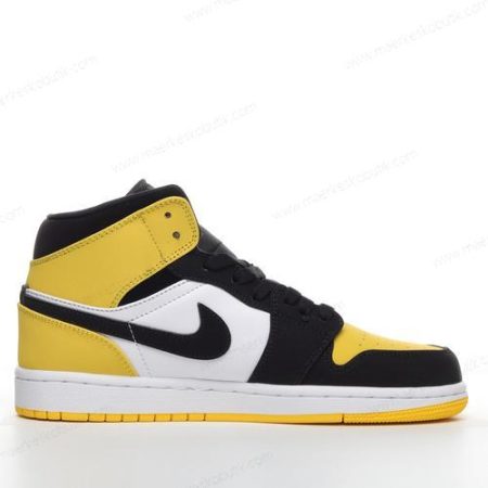 Billige Sko Nike Air Jordan 1 Retro Mid ‘Sort Hvid Gul’ 554725-035