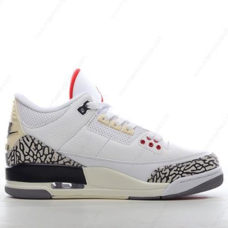 Billige Sko Nike Air Jordan 3 Retro ‘Hvid Grå Rød’ 136064-102