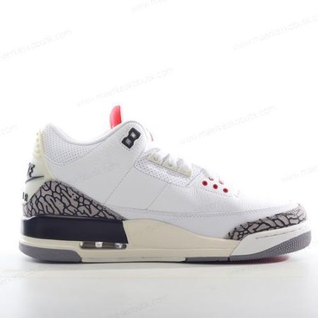 Billige Sko Nike Air Jordan 3 Retro ‘Hvid Grå Rød’ 136064-105