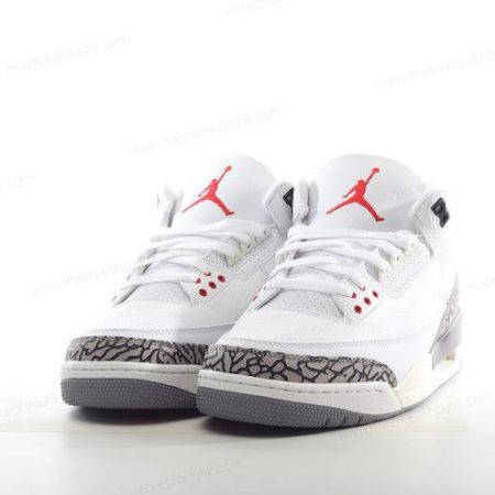 Billige Sko Nike Air Jordan 3 Retro ‘Hvid Grå Rød’ 136064-105