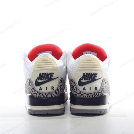 Billige Sko Nike Air Jordan 3 Retro ‘Hvid Grå Rød’ 136064-105