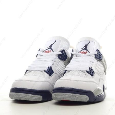 Billige Sko Nike Air Jordan 4 Retro ‘Hvid Navy Grå Rød’ DH6927-140