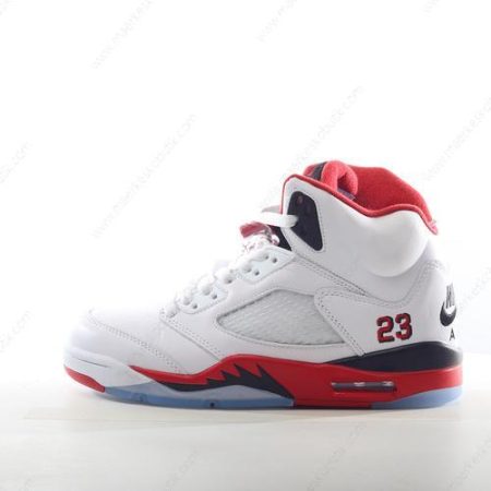 Billige Sko Nike Air Jordan 5 Retro ‘Hvid Rød Sort’ 136027-120