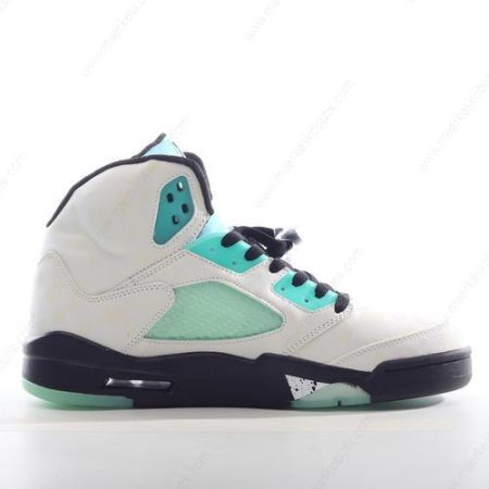 Billige Sko Nike Air Jordan 5 Retro ‘Hvid Sort Hvid Grøn’ CN2932-100