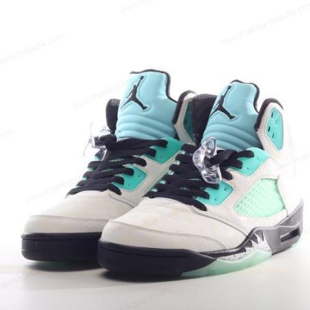 Billige Sko Nike Air Jordan 5 Retro ‘Hvid Sort Hvid Grøn’ CN2932-100