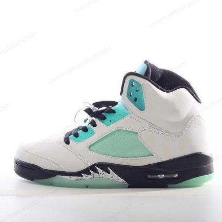 Billige Sko Nike Air Jordan 5 Retro ‘Hvid Sort Hvid Grøn’ CN2932-100